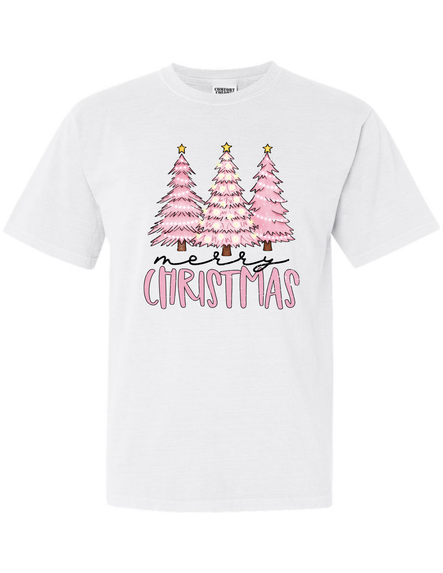 Merry Christmas Pink Trees Tee