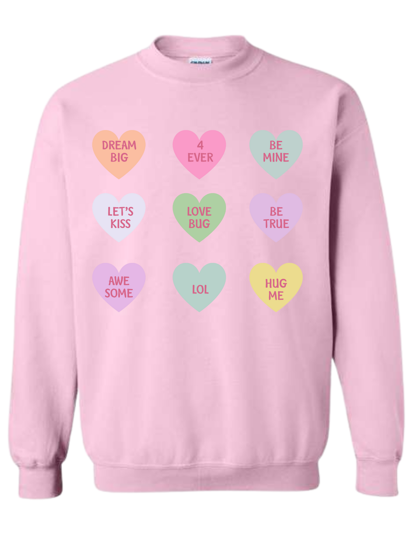 Candy Hearts Light Pink Crew