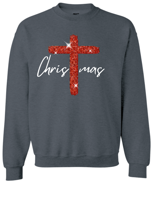 Christmas Glitter Cross Crewneck